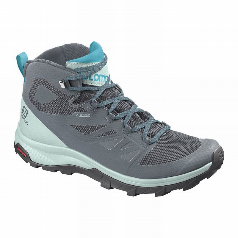 Salomon Israel OUTLINE MID GORE-TEX - Womens Hiking Boots - Dark Blue/Grey (ANMH-14602)